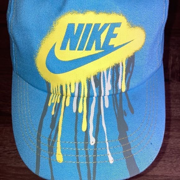 NWT Nike  Adjstable Hat Paint Drip Yellow & Blue Childs - Picture 5 of 11